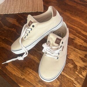 Mens Vans Cream Canvas Low-Top Sneakers